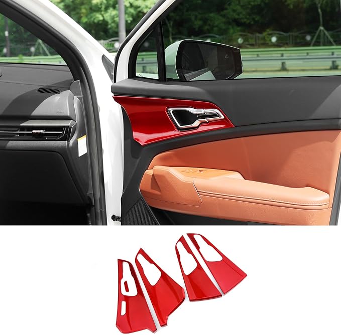 Car Interior Door Frame Cover Trim Sticker Door Lock Button Decor Trim Compatible with Kia Sportage 2023-2026 Accessories (Glossy Red Style)