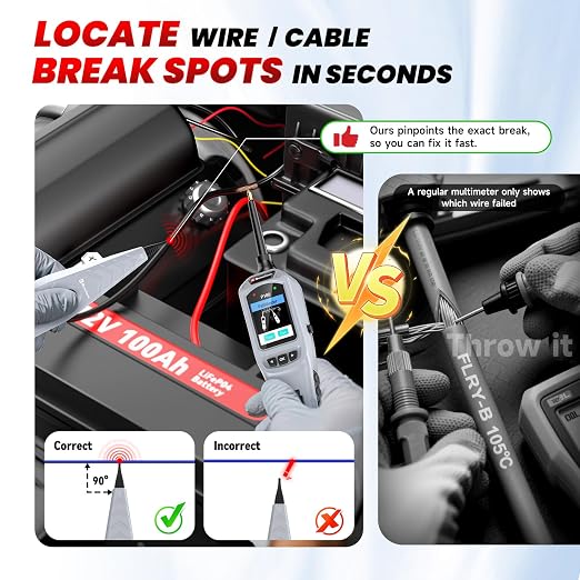 2026 BOSSCOMM P180 Automotive Probe Tester – 9-30V Electrical Power Probe, AC/DC Voltage/Diode/Resistance/Relay/Fuse Test, Wire Tracer, Battery/Fuel Injector Tester, 40FT Cable