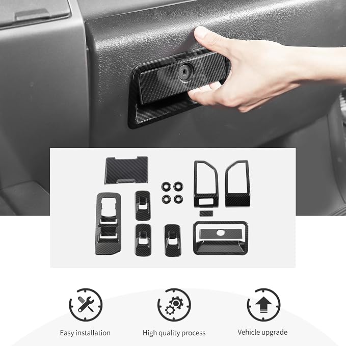 14PCS Carbon Fiber Interior Trim Panel Kits Fit for 2015-2020 Ford F150 Interior Decor Accessories Window Switch Dashboard Air Vent enter Console Power Outlet Panel Glove Box Handle Door Lock Pin Trim
