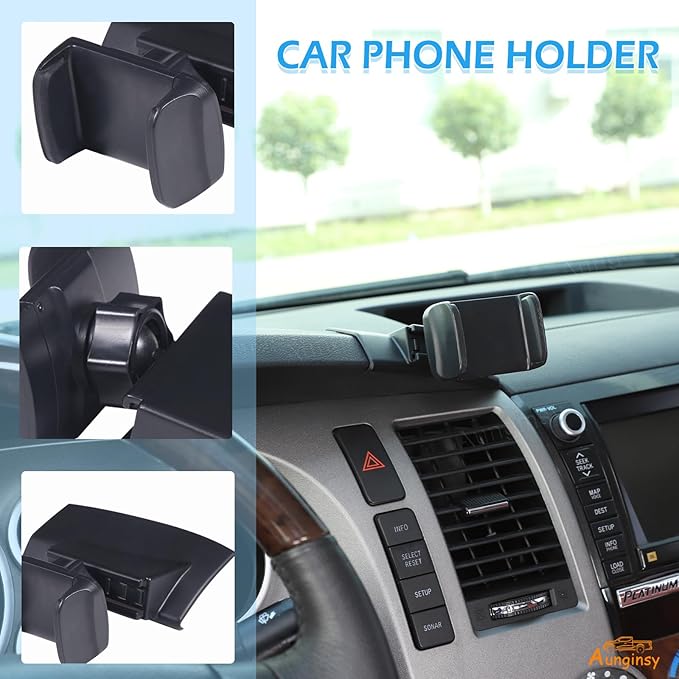 Car Phone Holder Compatible with Toyota Tundra/Sequoia 2007-2013 Center Console Air Outlet Vent Upper Panel Mobile Phone Mount Dashboard Hands-Free Universal Cell Phones Navigation Bracket Accessories