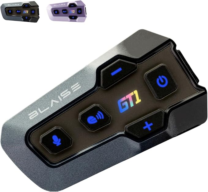 Blaise GT1 Upgraded Motorcycle Helmet Bluetooth Headset Intercom 2 Riders Music Share Helmet Communication System IPX6 Waterproof (Upgraded-Single Pack-Black)