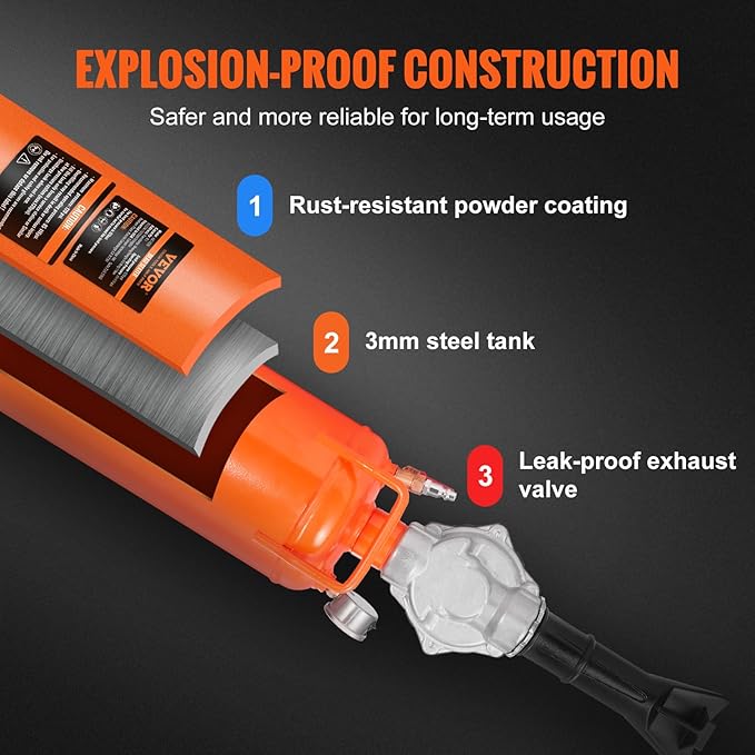 VEVOR Tire Seater, 2.1 Gal/8 L Air Tire Blaster, 120 PSI Handheld, Portable Tire Inflator Tool, 85-116 PSI Operating Pressure for Tractor Truck ATV Car and Automobile Repair