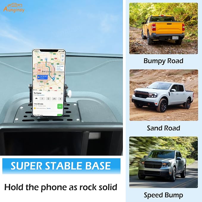 Aunginsy Center Console Dash Phone Mount Compatible with Ford Maverick 2022 2023 2024, Car Dashboard Mobile Phone Bracket Instrument Table Organizer Storage Tray Groove Cell Phones Holder Accessories