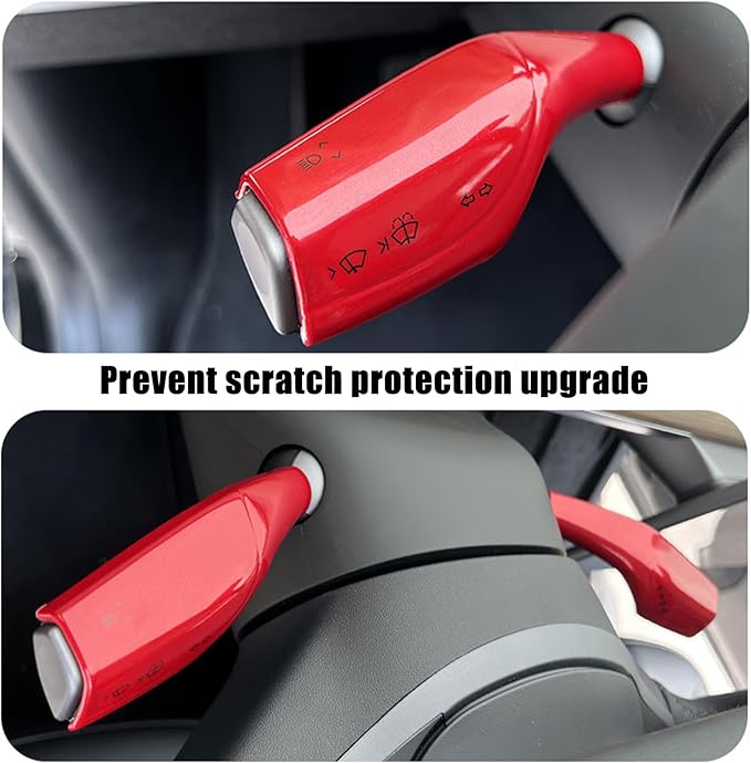 Steering Wheel Trim Cover with Gear Shift Cover for Tesla Model 3 Model Y Decorative Accessories 5Pcs (Red)