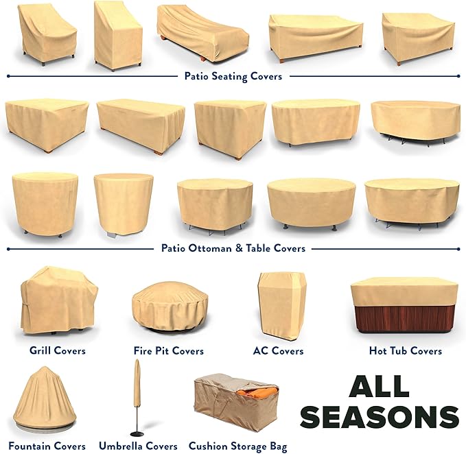 Budge All Seasons Patio Chaise Cover Lightweight, UV-Resistant, Large, Tan (Pack of 4)