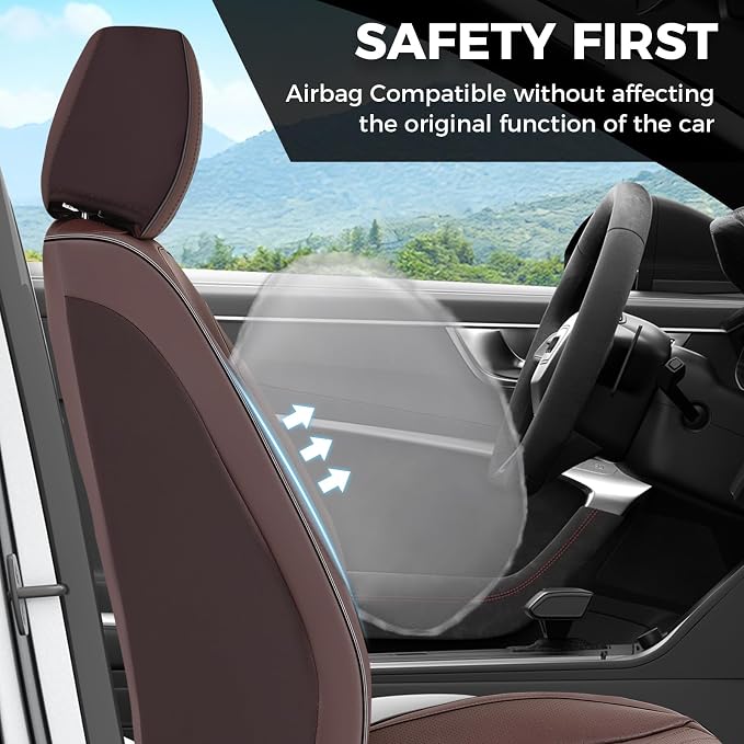 FLORICH Car Seat Covers Full Set, Leather Seat Covers for Cars, Car Seat Protector Waterproof Breathable, Universal Automotive Seat Covers, Front and Rear Car Seat Cover Fit for Most SUV Pick-up Truck