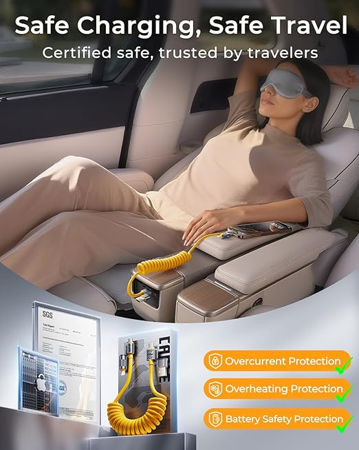 4-in-1 Coiled USB C Cable Light-ning Cable for Car [60W Fast Charging&Data Transfer] [CarPlay&Android Auto] Multi Charger Cord with Light-ning/Type C/USB A Multiple Ports for iPhone/iPad, 5ft