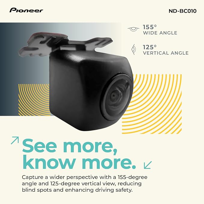 Pioneer ND-BC010 Rearview Camera - Universal Backup Camera, 155 Degree Wide Angle View, High Resolution Images, Clear Night Vision, Flexible Installation, Compatible with Pioneer in-Dash Receivers