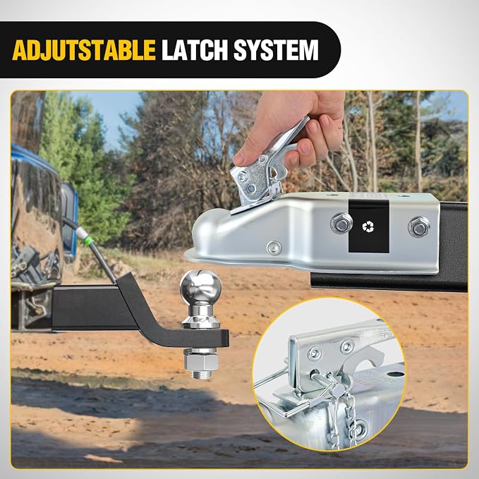 Nilight Straight Trailer Coupler with Security Latch&Chain for 2-Inch Hitch Ball, 3-Inch Channel,5000 LBS,Heavy Duty Trailler Tongue Coupler for Station Wagon, Truck, Bolted & Welded Installation