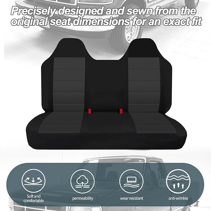 ESMING Front Bench Seat Cover with Molded Headrests Fit for Ford F-150 1999-2004, Thickened Waterproof Oxford Cloth, Solid Bench Seat Protector, Easy to Clean