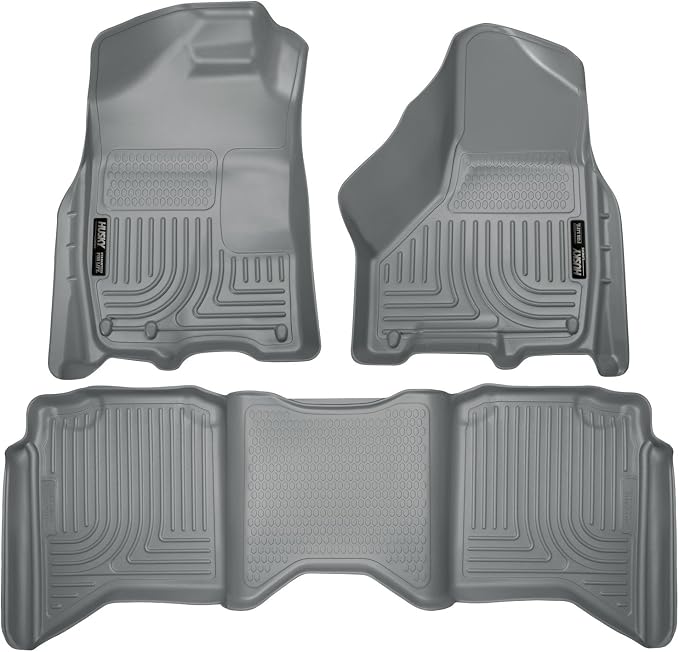 Husky Liners Weatherbeater Floor Mats | Fits 2009-2024 Ram 1500 (19-24 Classic Body only) Crew Cab; 10-18 Ram 2500/3500 w/Auto Trans. | Front & 2nd Row, 3-pc Grey - 99002