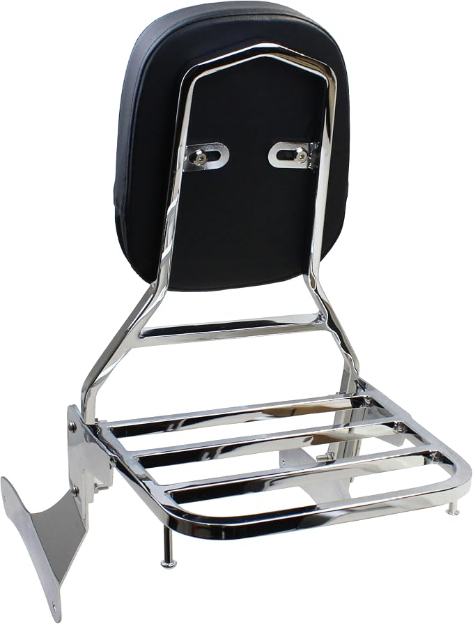 YHMOTO Passenger Backrest Sissy Bar with Luggage Rack for Kawasaki Vulcan 900 VN900 Classic Custom 2006-2025 (New Style-Chrome)