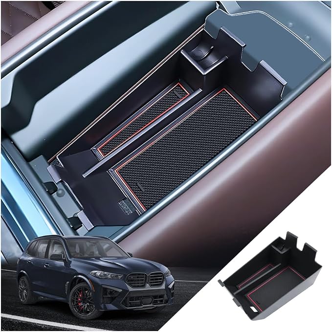 for X5/X6/X7 Center Console Organizer 2020-2025 2026 BMW X5/X6/X7 Accessories Armrest Tray Middle Storage Box Insert Container Durable ABS Plastic