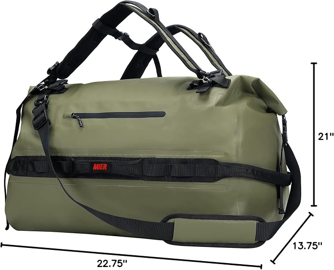 MIER Waterproof Duffel Bag Motorcycle Dry Bag Backpack Large Roll-Top Heavy Duty Dry Duffle Bags for Kayaking Camping Boating Gym Beach Cruise Ship, 60L/80L