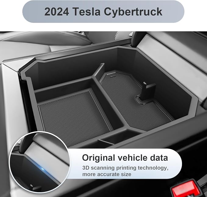 SKTU 2024 2025 2026 Tesla Cybertruck Center Console Organizer 2024 2025 2026 Cybertruck Console Tray 2025 Cybertruck Cyberbeast/AWD Armrest Organizer Cybertruck Accessories with Coin Holder
