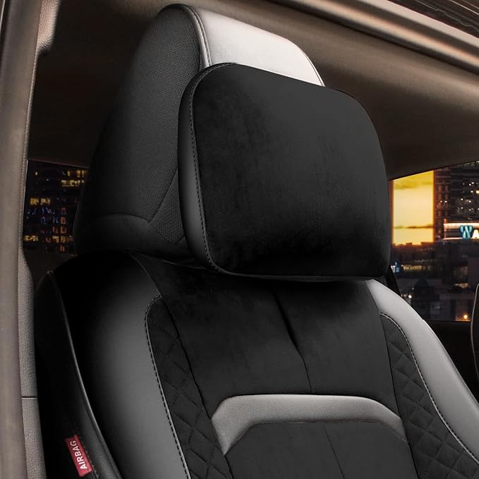 Voris Series Front Row Set Seat Covers Universal for Cars Trucks SUV, Black, CA-SC-VORIS-F-BK