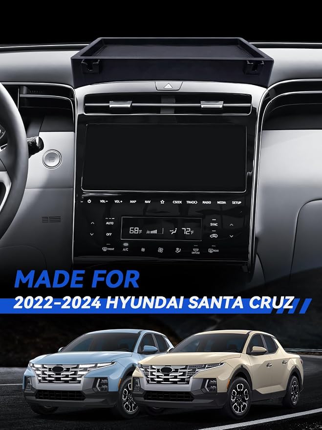 for Santa Cruz Dashboard Console Organizer 2022 2023 2024 Hyundai Santa Cruz Accessories Behind Screen Organizer Storage Box Console Dash Tray