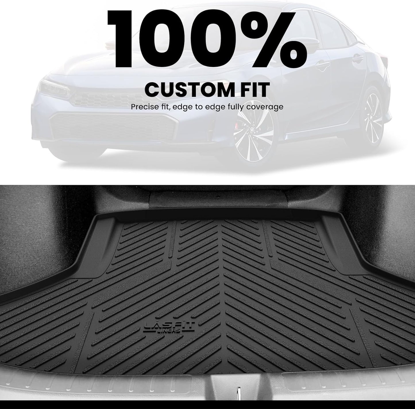LASFIT Trunk Mat for Honda Civic Sedan 2022-2026 & Civic Sedan Hybrid 2025-2026, All Weather TPE Custom Fit Trunk Liner Trunk Tray Cargo Mat Cargo Liner Cargo Tray (Not for Hatchback/Type-R)
