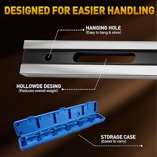 ±0.001" Machinist Straight Edge, Precision Straight Edge with Feeler Gauge, Precision-Ground, Heat-Treated High-Carbon Steel, Corrosion & Wear Resistant for Cylinder Head & Engine Block Inspection