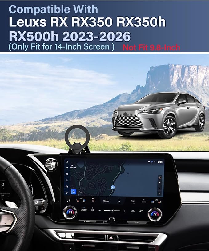 PZK Car Phone Holder for 2023-2025 2026 Lexus RX RX350 / RX350h / RX500h Accessories 14-Inch Screen Fixed Clip, Compatible with Magsafe Car Phone Mount 360° Rotation Not Affect Vent Automobile Cradles