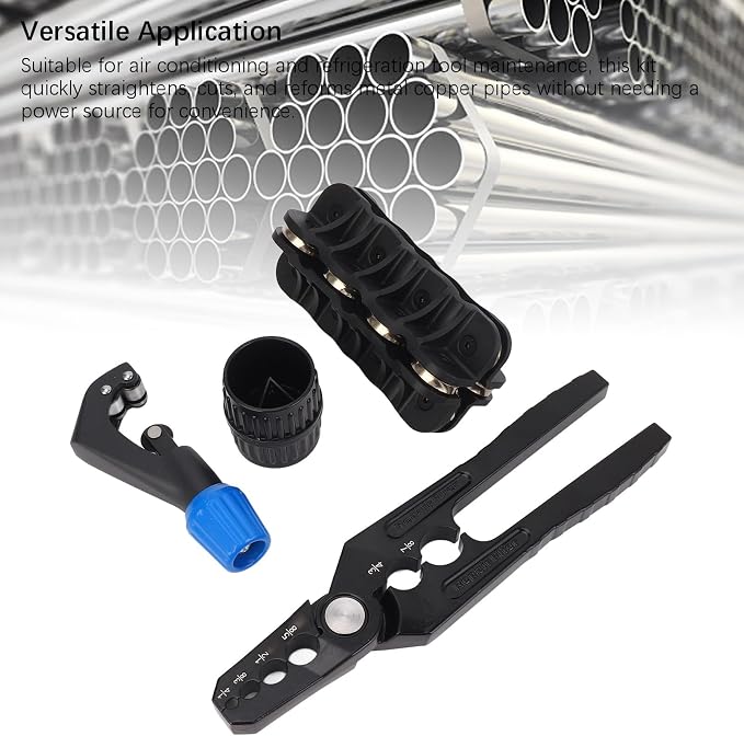 Metal Pipe Repair Kit, Copper Tube Rounding Tool and Pipe Straightener Set with Manual Pipe Rounding Pliers for Air Conditioning and Refrigeration Maintenance