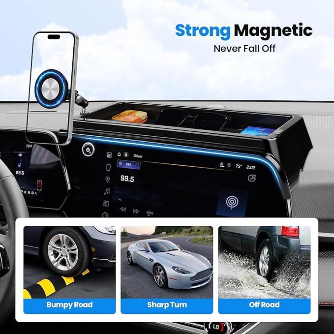 Karltys Upgraded 360° Rotation Magnetic Phone Holder Organizer for Chevy Equinox(LT/RS/ACTIV) 2025 2026 Accessories, Screen Organizer & Magnetic Phone Mount for Chevy Equinox 11.3" Screen(Not for EV)