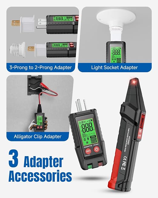 Circuit Breaker Finder with LCD Display, 90-250V Electrical Circuit Tracer Tool with GFCI Outlet Tester, NCV Circuit Tester with Adapters & Carrying Case, Digital Receiver for Home Workshop