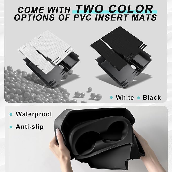 BestEvMod 4PCS Center Console Organizer Compatible with 2026 2025 Tesla Model Y Juniper | Standard Version | Accessories Armrest Storage Tray Cup Holder Wireless Charging Pad (Silicone Bottom Tray)