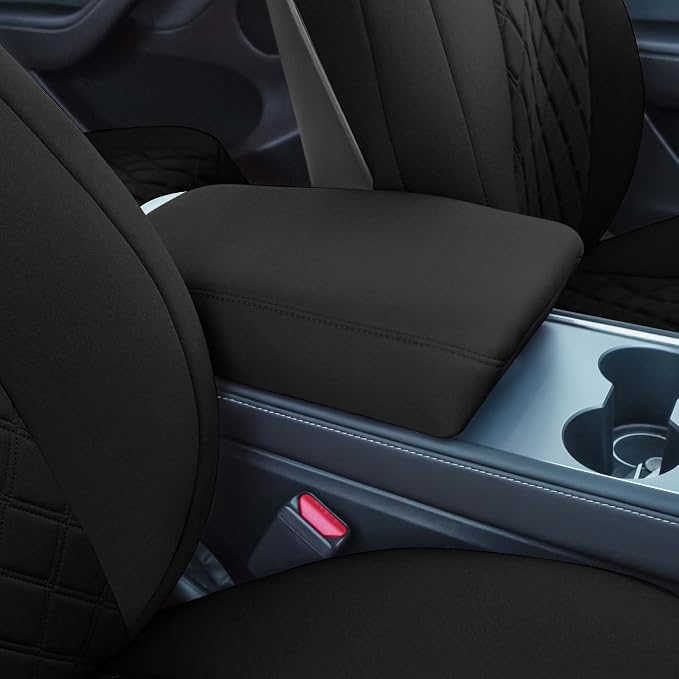 FH Group Custom Fit Car Seat Covers Specifically Made for 2020-2025 Tesla Model Y Ultraflex Neoprene Water Resistant Automotive Seat Covers - Front Set Black
