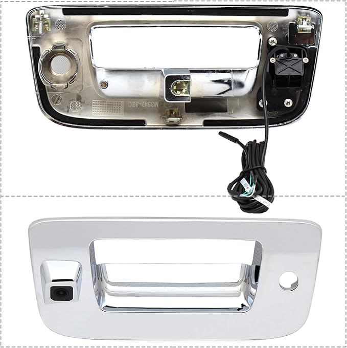 EWAY Tailgate Handle Backup Camera for Chevrolet Silverado GMC Sierra 1500 2007-2013 2500 3500 Heavy Duty 2007-2014 Waterproof Removable Guide Line Reversing Backing Cameras Chrome