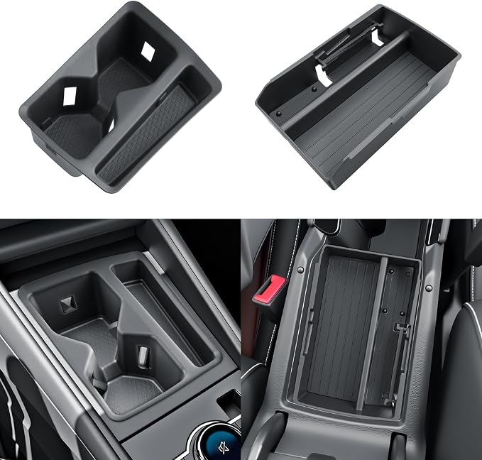 SKTU 2-Pack for 2025 2026 VW Tiguan Center Console Organizer for 2025 2026 Volkswagen Tiguan Cup Holder VW Tiguan 2025 2026 Accessories Durable ABS & Anti-Slip Console Tray Cup Pad