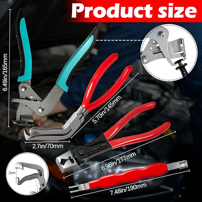 Auto fastener clip removal pliers – Automotive Electrical Tools & Clip removal tool Kit with Hose Clamp Pliers, Wire Terminal Separator, and Car Plug Connector
