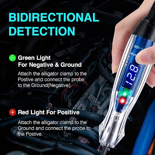 AWBLIN Automotive Test Light 3-60V DC Digital LED Ciruit Tester Auto Bidirectional Voltage Tester with Voltmeter and 220pcs Fuse Assortment Kit Assorted Replacement Blade Fuses Standard & Mini