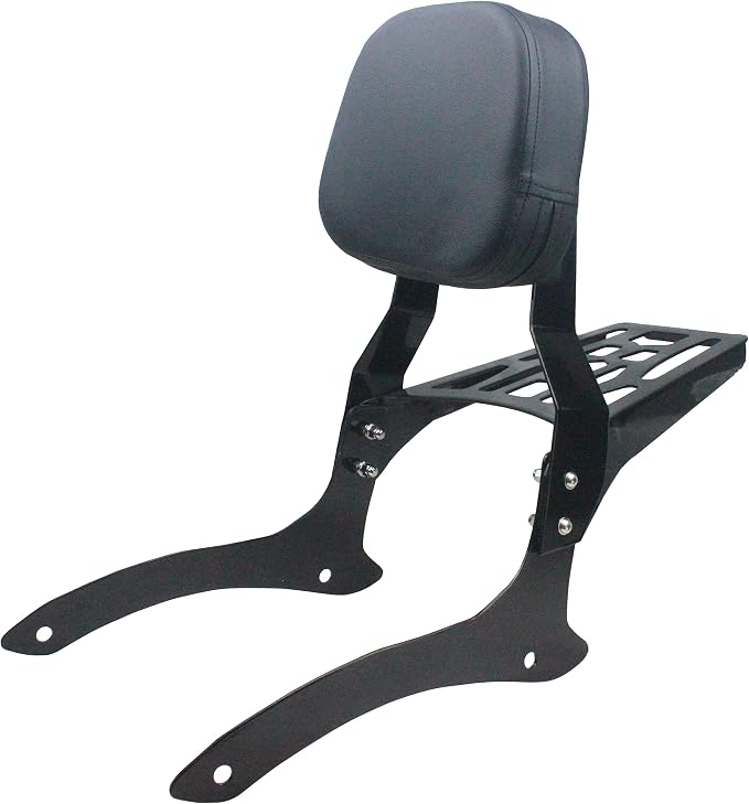 YHMOTO Sissy Bar Backrest + Luggage Rack Combo Fits for 2000-2011 Yamaha V-Star XVS 1100 Classic Dragstar XVS 1100 Classic (Style B-Black)
