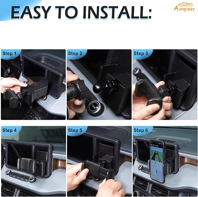 Aunginsy Dashboard Hidden Screen Drawer Organizer with Phone Holder Compatible with Ford Maverick 2022 2023 2024 Car Multimedia Display Right Side Panel Storage Box Truck Dash Cubby Insert Accessories