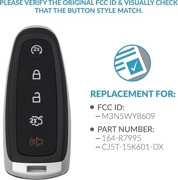 Keyless2Go Replacement for 5 Button Proximity Smart Key Ford M3N5WY8609 164-R7995