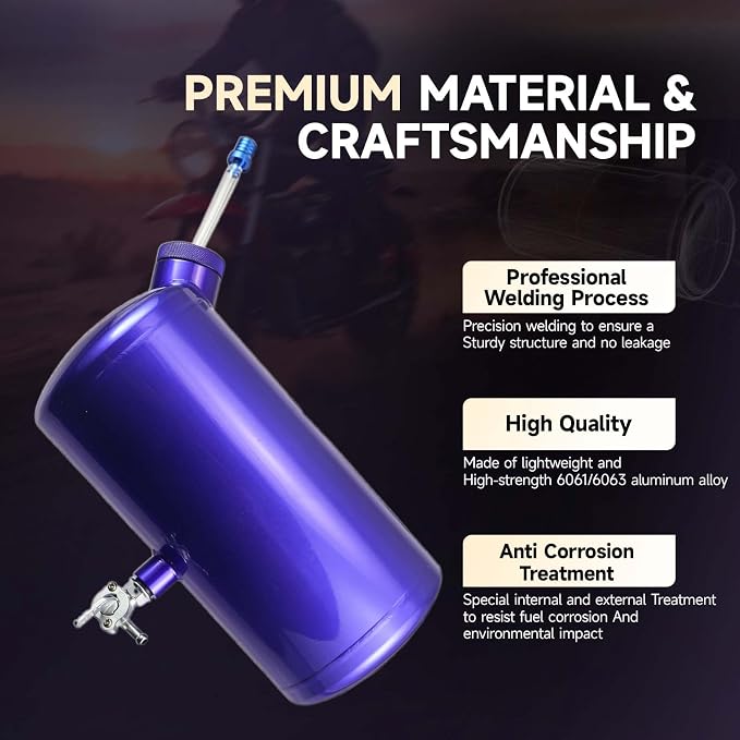 Upgraded beveled design 10x4.5" Aluminum alloy welding Gas Fuel Tank Cylinder(Premium Glossy Paint Finish Blue) For Predator 212cc 196cc/6.5HP Go Kart & Mini Bike,For Coleman CT200U BT200X CT200u-ex