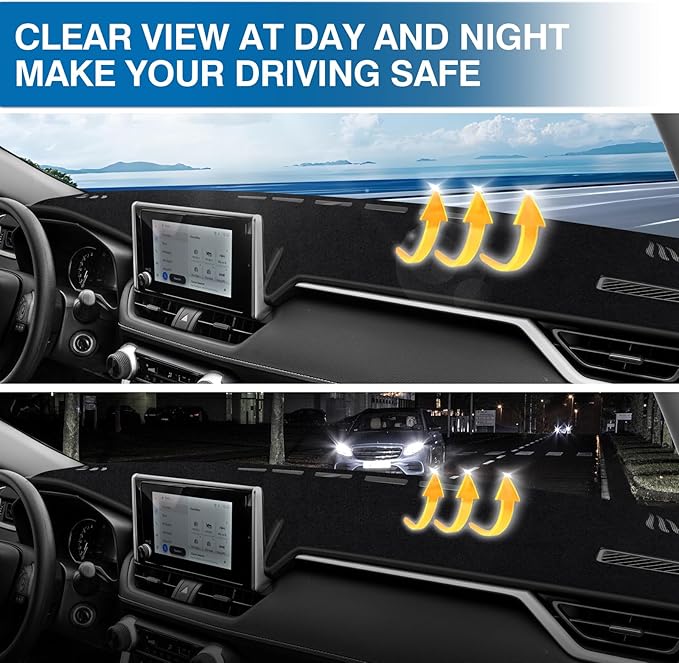 Custom Fit Dash Cover Compatible with Toyota RAV4 2019-2025 Dashboard Cover Accessories for RAV4 Non-Slip Polyester Dashboard Mat Custom Fit Center Console Sunshield Protector No Glare