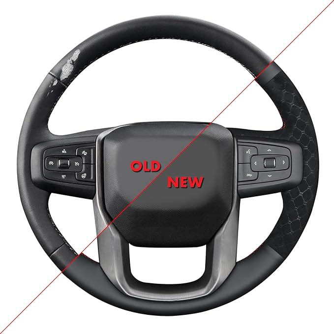 MEWANT Hand Stitch Steering Wheel Protector Wrap Cover for GMC Sierra 1500 2019-2023/Sierra 1500 Limited 2022/Sierra 2500 2020-2024/Sierra 3500 2020-2024/Yukon 2021-2023