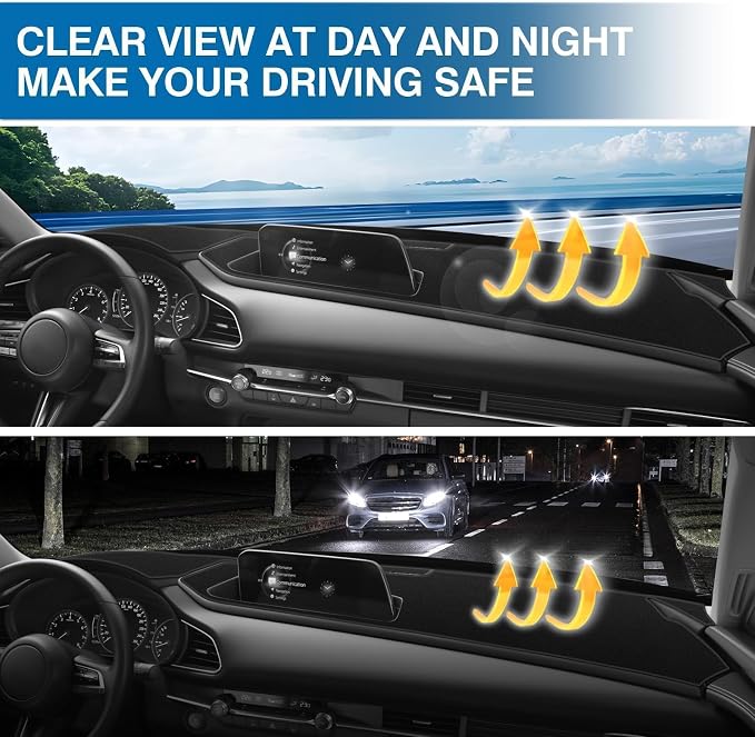 KUST Black Dash Cover for Mazda CX-30 CX30 2020-2024 2025 2026(Without HUD) Polyester Dashboard Cover Non-Slip Interior Accessories for CX30 Dash Mat Sunshade Windshield Glare