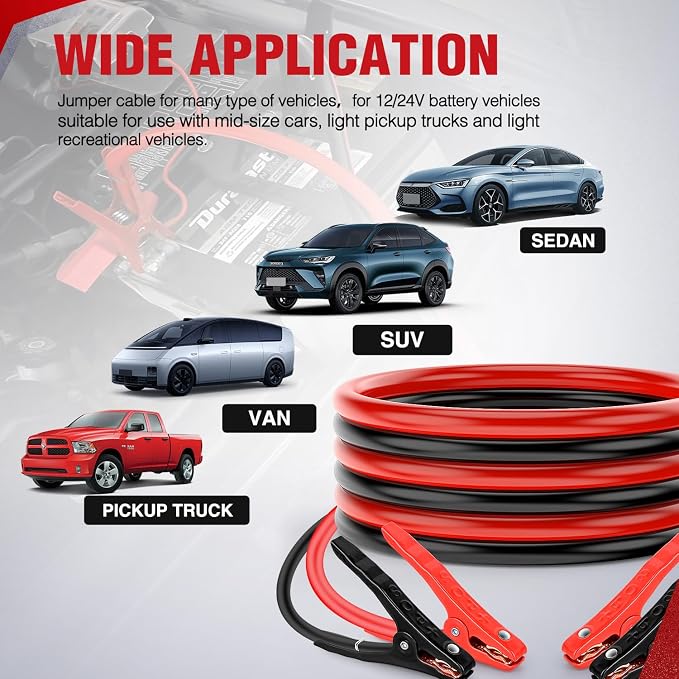 Nilight Jumper Cables for Car Battery 6 Gauge 12 FT Booster Cable Heavy Duty 450 A CCA with Carrying Bag Jump Start Emergency Kit Pickup Vans SUV Sedan Motorcycle