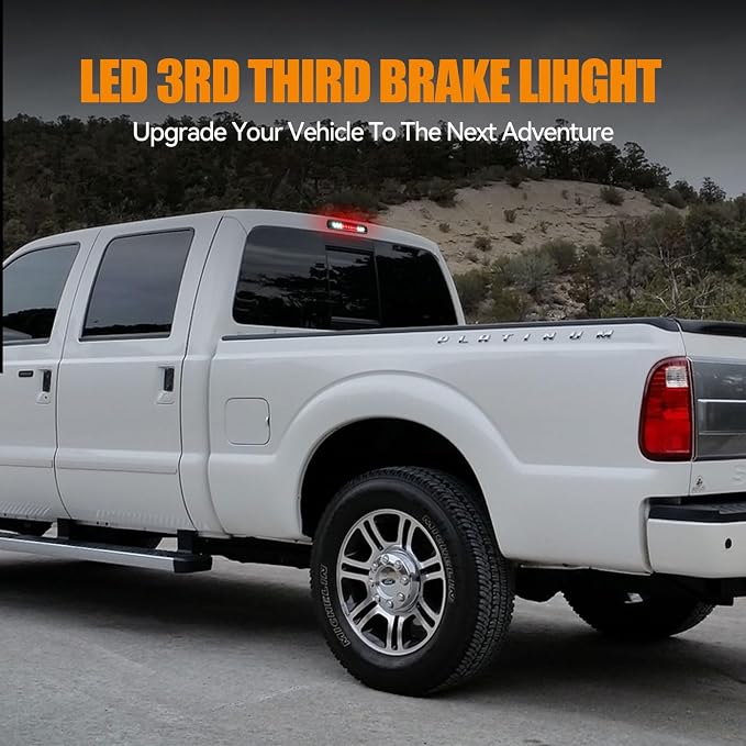 Third 3rd Brake Light LED for 1999-2016 Ford F250 F350 F450 F550 Super Duty, 1993-2011 Ford Ranger High Mount Rear Cab Brake Lights Assembly, 99-16 F-250 F350-F450 F-550 Cargo Stop Light (RED)