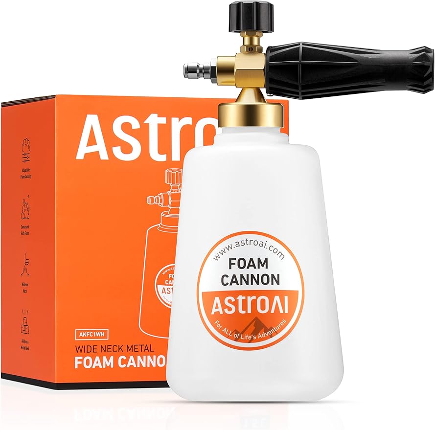 AstroAI Pressure Washer Spray Nozzle Tips 5-Pack & Foam Cannon Heavy Duty 1.5 L
