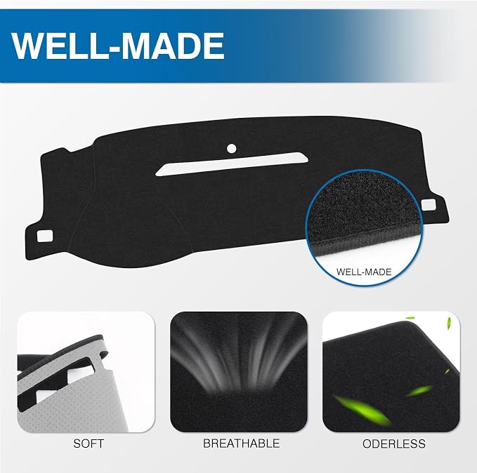 KUST Black Dash Cover for 2007-13 Chevy Chevrolet Silverado 1500 2500 3500 LTZ/Avalanche/GMC Sierra SLT Denali, 2007-14 Chevrolet Tahoe/Suburban/GMC Yukon XL (Only Fit One Glove Box Dashboard)