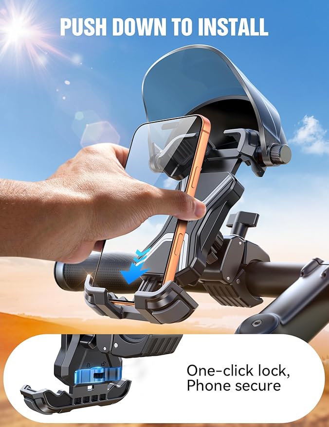 JOYROOM Bike Phone Holder Mount [Avoid Glare][Full Silicone Protection] Phone Mount for Electric Scooter Ebike Bicycle Handlebar iPhone Bike Accessories for Men Compatible Phone Under 4.7-7"