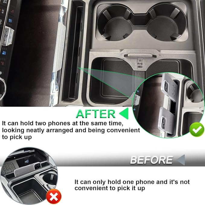 PIMCAR Truck Phone Holder for 2023 2024 2025 2026 Ford F250 F350 F450 F550 Pocket Insert Organizer with USB Hole, Premium Silicone Anti-Tipping Phone Stand, Super Duty OEM Accessories