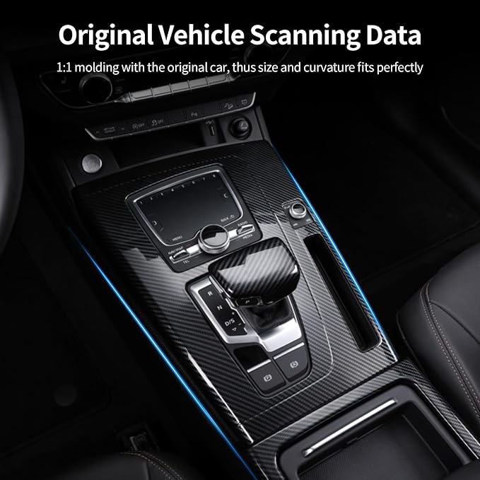Center Console Gear Shift Panel Cover Compatible with Audi Q5 2021-2025, Console Gear Shift Trim Protective Frame for Audi Q5 2018-2021 LHD, ABS Carbon Fiber Q5L Interior Accessories