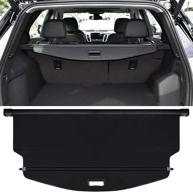 Trunk Cargo Cover For Chevy Chevrolet Equinox GMC Terrain 2018 2019 2020 2021 2022 2023 2024 2025 Retractable Rear Trunk Cargo Luggage Security Shade Cover Shield Waterproof All Weather (Black)