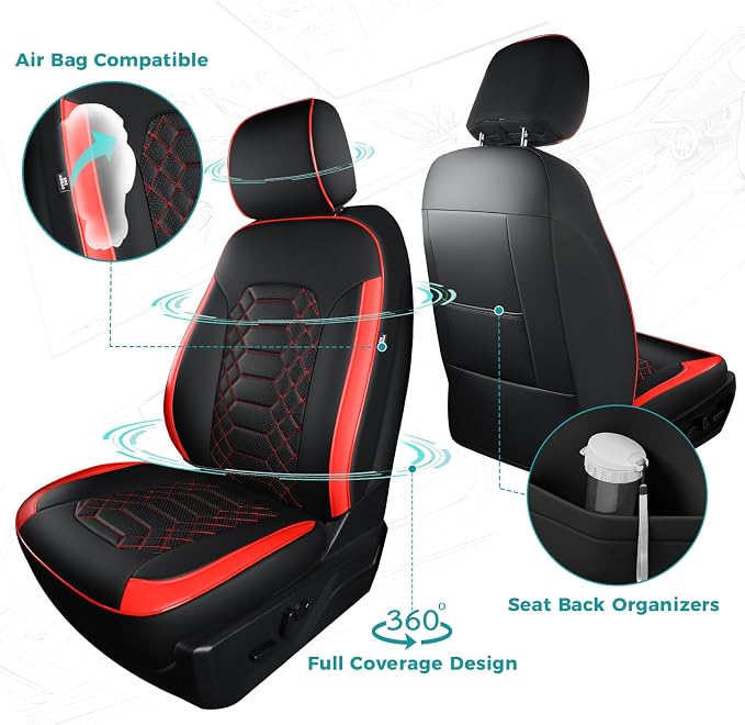 Seat Covers for Ford F150 2015-2026 SuperCrew & Ford F250 F350 F450 Super Duty 2017-2026 Crew Cab, Faux Leather Waterproof Pickup Truck Seat Covers (5 Seats) Interior Accessories