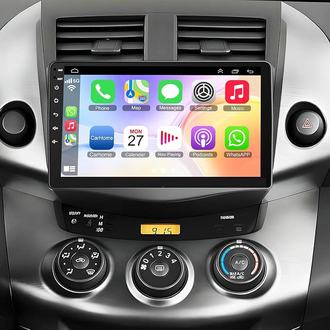 4G+64G Car Radio Stereo for Toyota RAV4 2007-2012, Wireless Carplay&Android Auto with Android 13 Support Bluetooth/Voice Control/GPS/WiFi/Back-up Camera/SWC/FM, 9 Inch IPS Touch Screen for Toyota RAV4